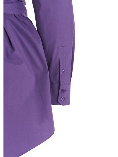 Shop Alexandre Vauthier Tie Waisted Mini Shirt Dress In Purple