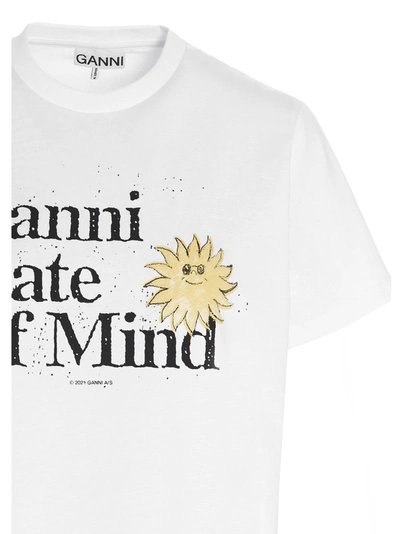 Shop Ganni State Of Mind Sunny Logo Print T In White