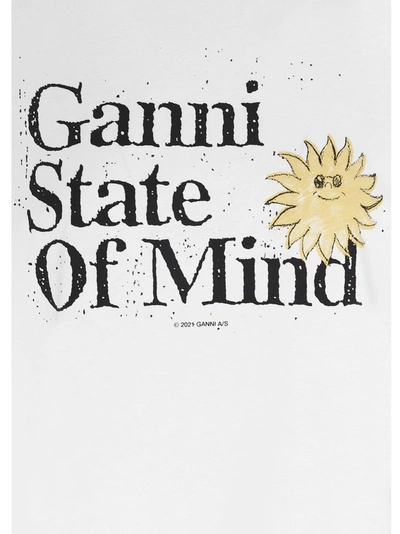 Shop Ganni State Of Mind Sunny Logo Print T In White
