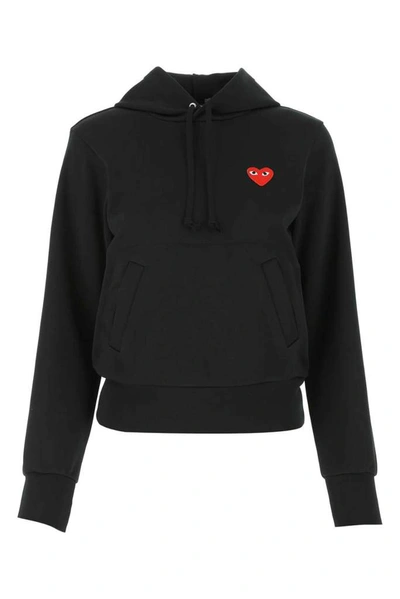 Shop Comme Des Garçons Play Heart Motif Hoodie In Black