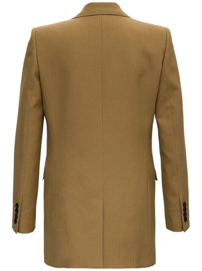 Shop Saint Laurent Single Breasted Blazer In Beige