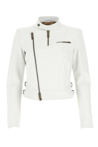 Shop Dsquared2 Zipped Biker Jacket In White