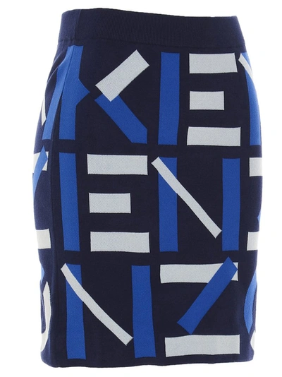 Shop Kenzo Sport Jacquard Monogram Mini Skirt In Blue