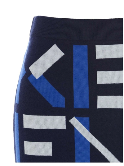 Shop Kenzo Sport Jacquard Monogram Mini Skirt In Blue