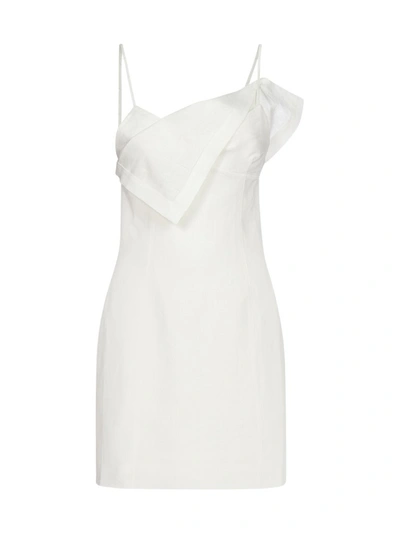 Shop Jacquemus Drape Slip Dress In White