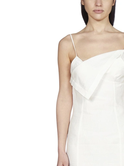 Shop Jacquemus Drape Slip Dress In White