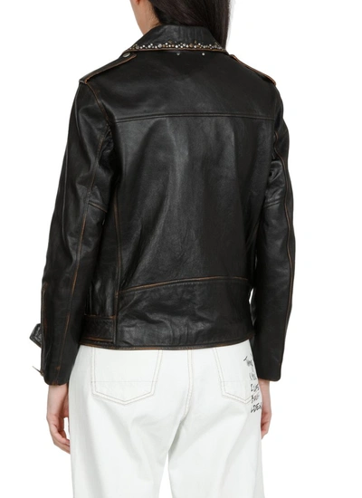 Shop Golden Goose Deluxe Brand Studded Leather Biker Jacket In Black