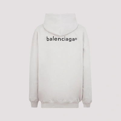 Shop Balenciaga Logo Print Zipped Drawstring Hoodie In Grey