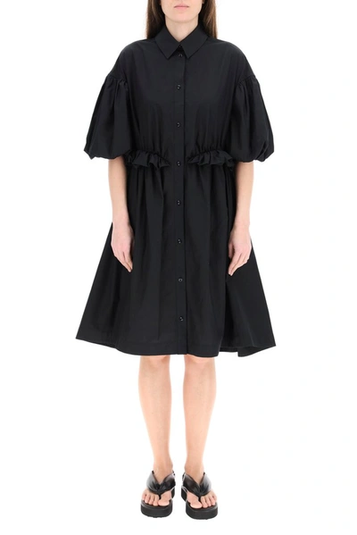 Shop Simone Rocha Oversized Twisted Hip Shirt Dress In Black