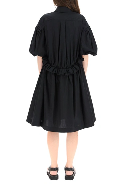 Shop Simone Rocha Oversized Twisted Hip Shirt Dress In Black