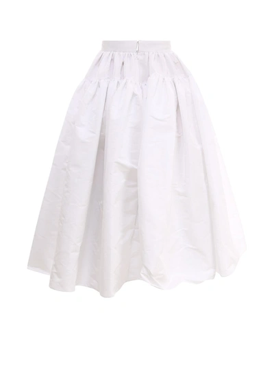 Shop Alexander Mcqueen Pleated Detail Midi Skirt In White