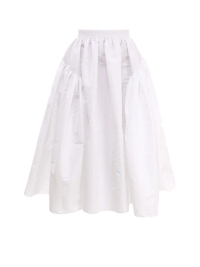 Shop Alexander Mcqueen Pleated Detail Midi Skirt In White