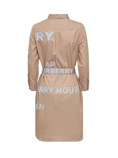 Shop Burberry Horseferry Shirt Dress In Beige