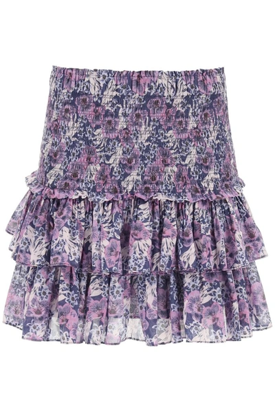 Shop Isabel Marant Étoile Naomi Floral Printed Skirt In Purple