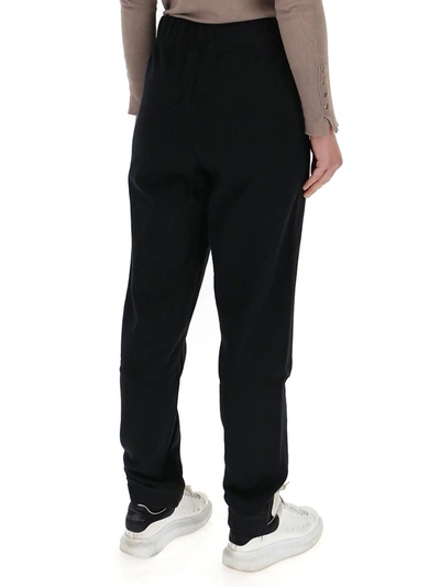 Shop Ganni Logo Embroidered Elasticated Waistband Sweatpants In Black