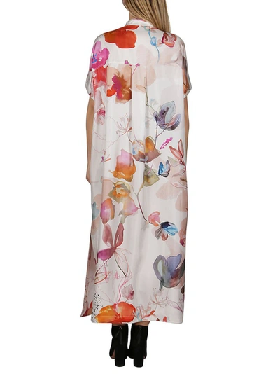 Shop Agnona Watercolour Floral Printed Midi Dress In Multi