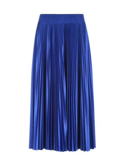 Shop Balenciaga Pleated Midi Skirt In Blue