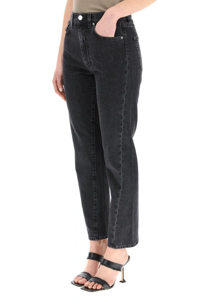 Shop Totême Twisted Hem Cropped Jeans In Grey