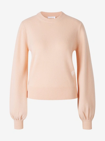 Shop Chloé Bishop Sleeve Knitted Sweater In Pink