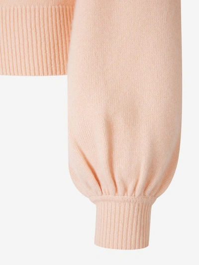 Shop Chloé Bishop Sleeve Knitted Sweater In Pink