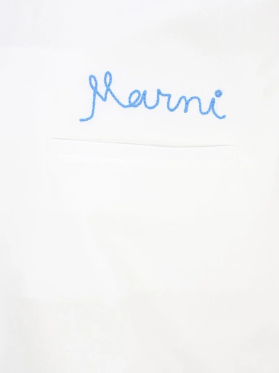 Shop Marni Logo Embroidered Oversized Shirt In White
