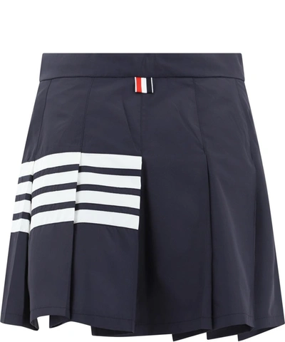 Shop Thom Browne Drawstring Pleated Mini Skirt In Navy