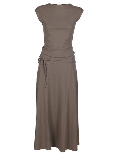 Shop Lemaire Jersey Sleeveless Midi Dress In Grey