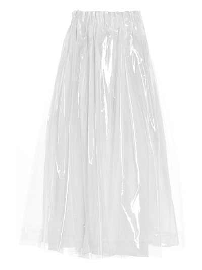 Shop Comme Des Garçons Layered Midi Skirt In White