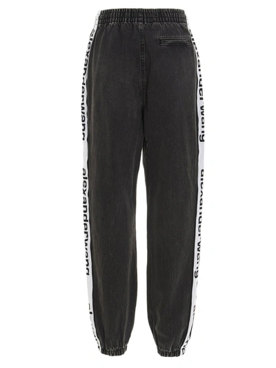 Shop Alexander Wang Logo Tape Jogger Jeans In Grey