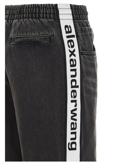Shop Alexander Wang Logo Tape Jogger Jeans In Grey