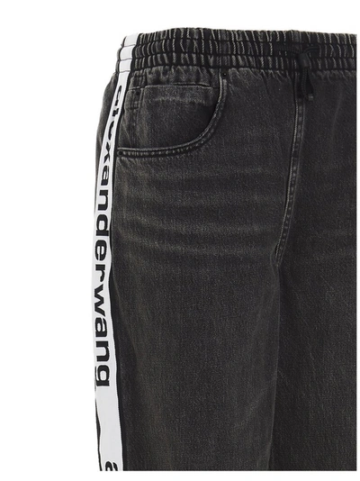 Shop Alexander Wang Logo Tape Jogger Jeans In Grey