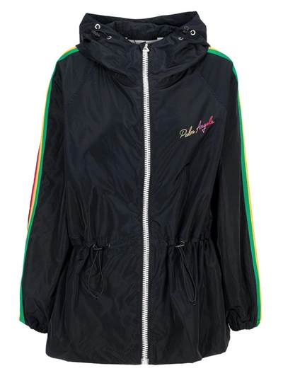 Shop Palm Angels Miami Zipped Windbreaker Jacket In Black