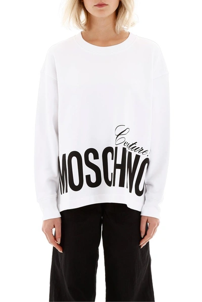 Shop Moschino Couture Logo Print Sweatshirt In White