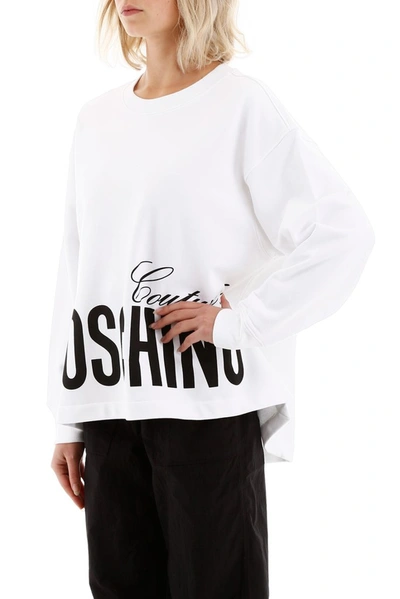 Shop Moschino Couture Logo Print Sweatshirt In White