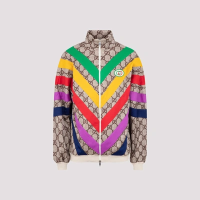 Shop Gucci Gg Supreme Striped Track Jacket In Multi