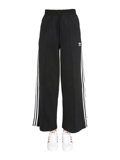 Shop Adidas Originals Primeblue Relaxed Wide Leg Pants In Black