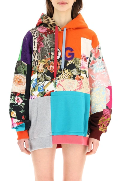 Shop Dolce & Gabbana Patchwork Dg Embroidery Hoodie In Multi