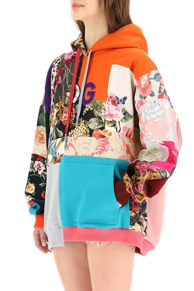 Shop Dolce & Gabbana Patchwork Dg Embroidery Hoodie In Multi