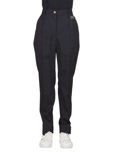 Shop Dolce & Gabbana Logo Plaque Tailored Trousers In Black