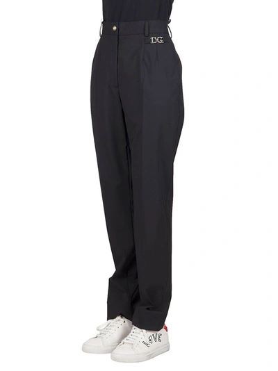 Shop Dolce & Gabbana Logo Plaque Tailored Trousers In Black