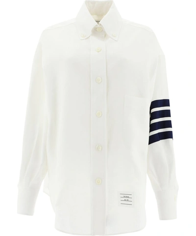 Shop Thom Browne 4 Bar Shirt In White