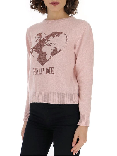 Shop Alberta Ferretti Jacquard Motif Sweater In Pink