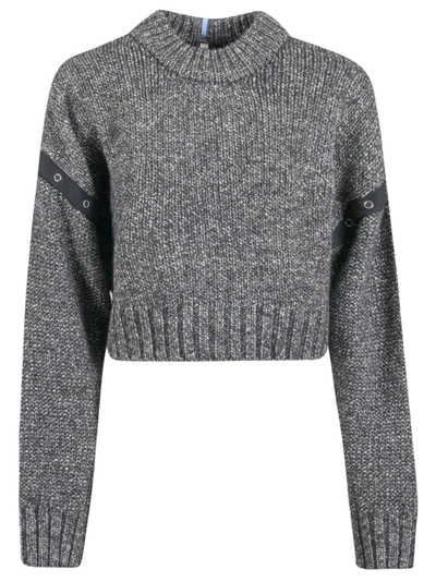 Shop Mcq By Alexander Mcqueen Mcq Alexander Mcqueen Pressed Stud Round Neck Sweater In Grey