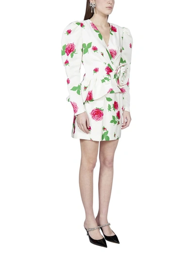 Shop Alessandra Rich Floral Print Peplum Mini Dress In Multi
