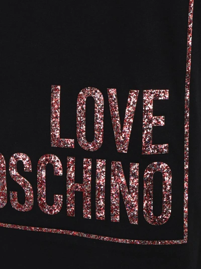 Shop Love Moschino Glitter Logo Printed T In Black