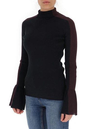 Shop Moncler Genius Moncler 1952 High Neck Contrast Trim Sweater In Black