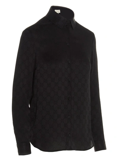 Shop Gucci Gg Jacquard Motif Shirt In Black