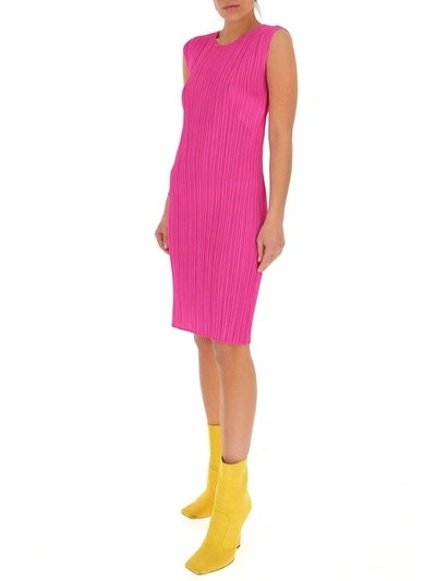 Shop Issey Miyake Pleats Please By  Pleated Sheath Dress In Pink