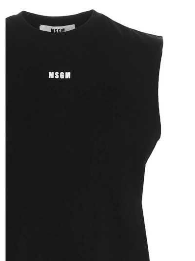 Shop Msgm Logo Print Sleeveless Top In Black
