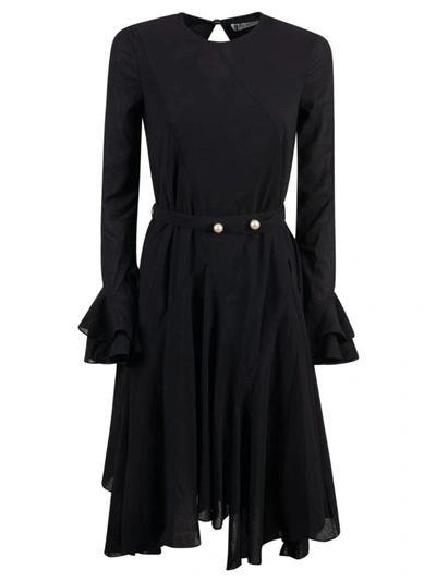 Shop Jw Anderson Pleated Midi Dress In Black